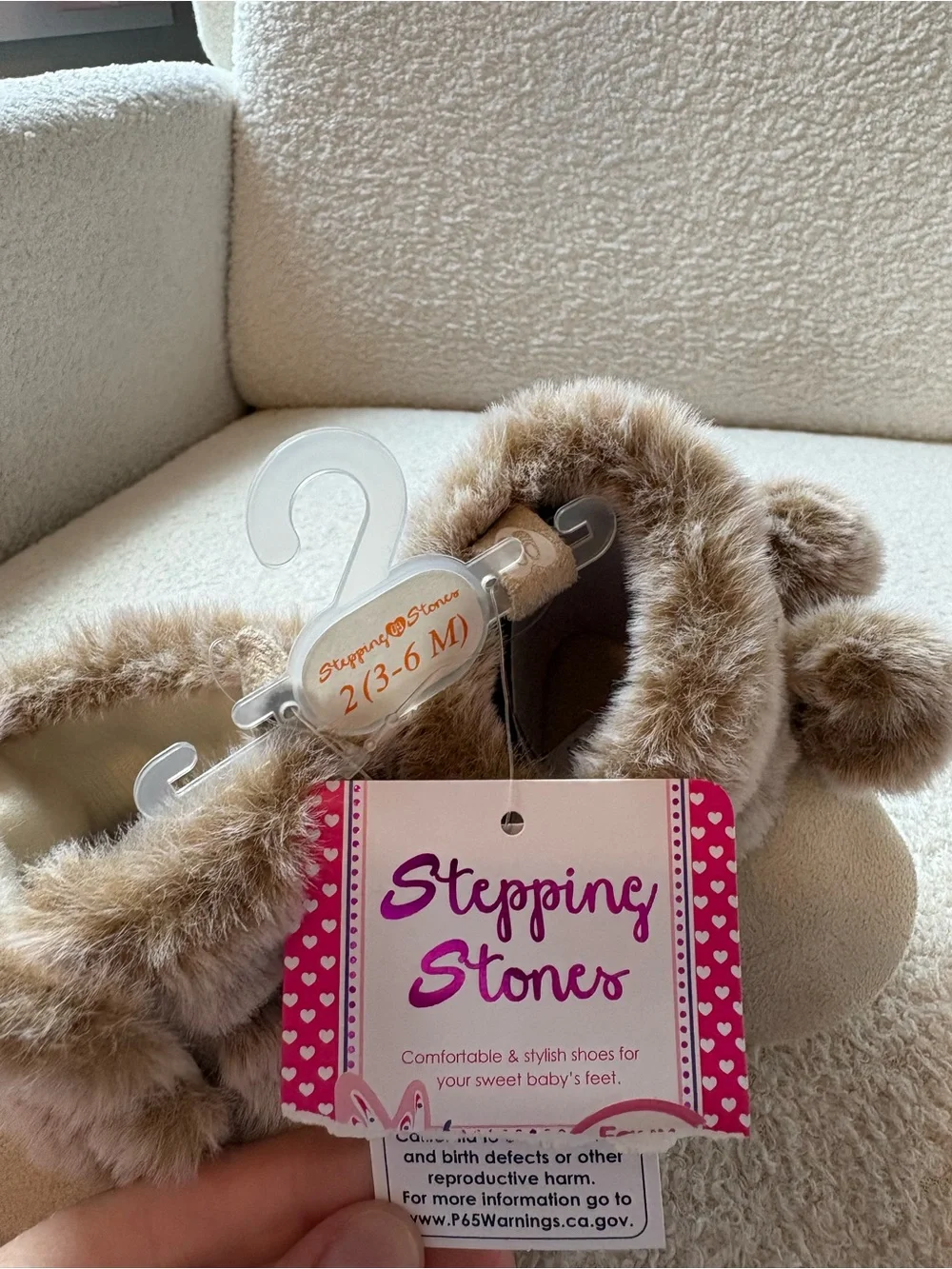 Cozy Faux Fur Kids Booties - Cream Pom Trim